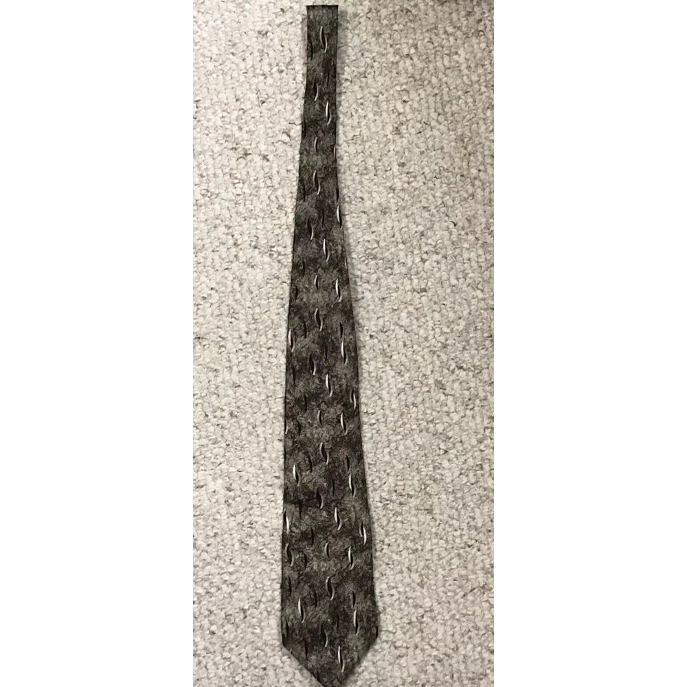 Pierre Cardin Mens‎ Neck Tie All Silk Gray Gold Abstract Print 57x4